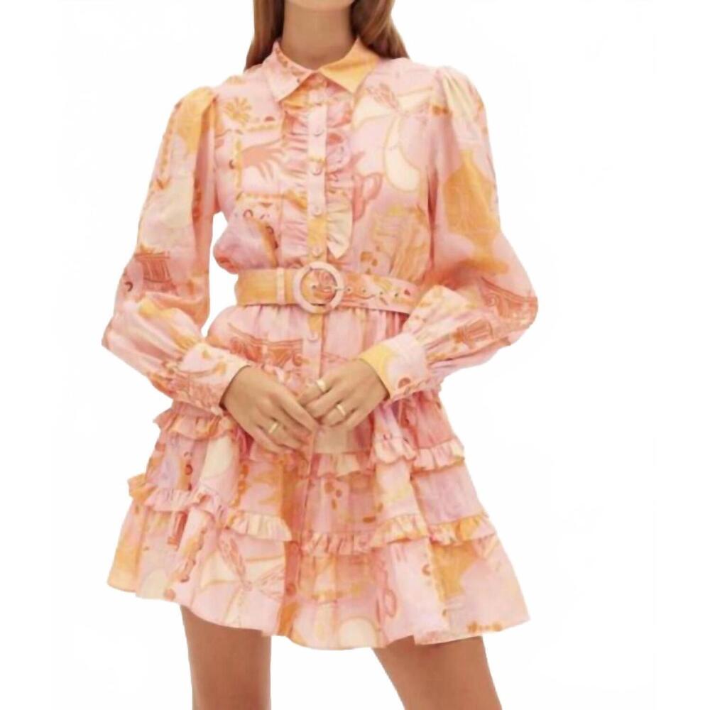 NEW KATE FORD ethelinda frilled layered mini dress in pink